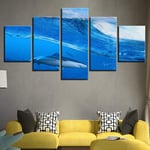 Prints On Canvas The Picture 5 Pieces Hd Sea Shark Inkjet Decorative Painting Artist Living In The Gym,A-No Frame 20X35X2+20X45X2+20X55Cmx1 Pictures Printed on Canvas Wall Art for Home Office Decora