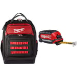 Milwaukee 4932464833 Ultimate Jobsite Backpack & 4932464600 Magnetic Tape Measure 8/27, Red