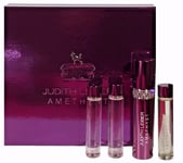 Gift Set Judith Leiber Amethyst Parfum Spray 3x 10ml Refills Chrystal Ring Woman