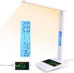 YAMYONE LED Desk Lamp with Wireless Charger & USB Charging Port, 3 Colors 5 Bri