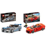 LEGO 76917 Speed Champions 2 Fast 2 Furious Nissan Skyline GT-R Race Car Toy Model Building Kit & 76914 Speed Champions Ferrari 812 Competizione