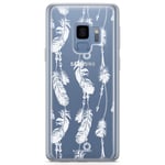 Bjornberry Samsung Galaxy S9 Fashion Skal - Vita Fjädrar