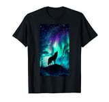 Wolf North lights Aurora borealis Wildlife T-Shirt