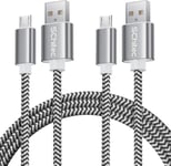 (Lot de 2) Cables Micro USB 3M Cable Micro USB 2.4A en Nylon Tress¿¿ Cable Cordon Chargeur Micro USB Rapide pour Android, Kindle, Samsung Galaxy Note Android