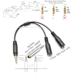 3.5mm Headset Audio Mic Splitter AUX Cable, 4pole to 2 x 3pole + CTIA-OMTP Adapt