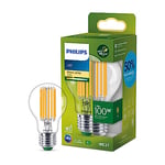 PHILIPS Ultra Efficient - Ultra Energy Saving Lights, LED Light Source, 100W, A60, E27, Warm White 2700 Kelvin, Clear