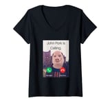 Womens John Pork Is Calling Fuuny Answer Call Phone V-Neck T-Shirt