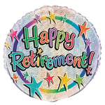Unique Party - 55543 - Ballon de Retraite - Holographique - Happy Retirement - 45 cm