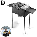 Tabletop Outdoor Stainless Steel Smoker BBQ, Multifunction Portable BBQ Foldable Charcoal BBQ for Picnic Terrace Garden Party Non-Stick Non-Smoking Easy To Clean with Handle