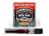 Hammerite Metal Paint Hammered - Silver - 750ml 33% EXTRA FREE 1L Tin Free Brush