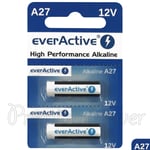 2 x everActive A27 Alkaline batteries 12V MN27 8LR732 Remote Alarms GREAT VALUE
