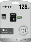 Genuine PNY Elite 128GB MicroSDXC Card 85MB/s, U1, with SD adapter, UK Seller