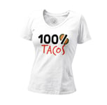 T-Shirt Femme Col V 100% Tacos Street Food Mexique France