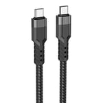 Hoco U110 - Fast Charging And Data Transmittion Cable (60W - 3A - 1.2M), USB-C To USB-C Plug, Compatible With Samsung Huawei Xiaomi Oppo - Black