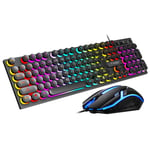 T-WOLF TF270 Colorful Light Effect Retro Gaming Wired Keyboard And Mouse Set(Set)