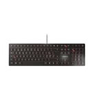 CHERRY KC 6000 SLIM, clavier au design ultra-plat, layout suisse (QWERTZ), filaire (connexion USB-A), silencieux, durable, marquage des touche, noir