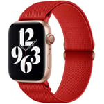 GBPOOT Solo Loop Compatible with Apple Watch Strap 38mm/40mm for Female Male,Elastic Stretchy Nylon Sports Replacement Strap for IWatch Series 6/SE/5/4/3/2/1,Pure Red,42/44mm