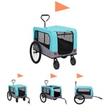 The Living Store Cykelvagn för husdjur och joggingvagn 2-i-1 blå och grå -  Vagnar för husdjur
