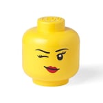 LEGO STORAGE HEAD LARGE GIRL WINKING FACE TOY BOX CHILDRENS