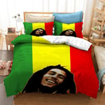 Duvet Cover Set Yellow Single Size Bob Marley Bedding Sets Easy Care And Super Soft Hypoallergenic Microfiber Quilt Cover 55.1x78.7 inch with Zipper Closure +2 Pillowcase 19.7x29.5 inch