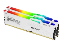 Kingston FURY Beast RGB - DDR5 - sats - 64 GB: 2 x 32 GB - DIMM 288-pin - 6000 MHz / PC5-48000 - CL40 - 1.35 V - ej buffrad - icke ECC - vit