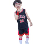 Kids Chicago Bulls #23 Michael Jordan Basketball Jersey Suit-Boys Girls Summer Training Clothing Tops and Shorts Set Sportswear Tracksuit-black-XXL