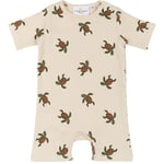 The New Siblings GOTS Owen Ribbad Jumpsuit White Swan Aop | Vit | 86 cm