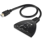 HDMI Switch Multiprise HDMI 3 Entrées 1 Sortie Hub HDMI Adaptateur Haute Vitesse 1080P Full HD Plaqué Or pour Sky Box PS3 PS4 Xbox