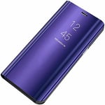 coque Case for Xiaomi Poco M3 Pro 5G,Clear View Standing Mobile Phone Cases with Mirror Plating Flip Cellphone Case for Xiaomi Poco M3 Pro 5G-Purple Blue