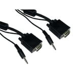 3m Long SVGA Male to Male PC Monitor Cable with Built In 3.5mm Jack Audio Black