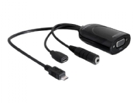Delock - Adapter för video / ljud - mikro-USB typ B hane till HD-15 (VGA), mini-phone stereo 3.5 mm, mikro-USB typ B hona - 30 cm - svart