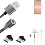 Data charging cable for + headphones Sony Xperia Ace III + USB type C a. Micro-U