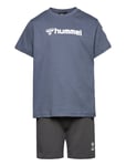 Hmlnovet Shorts Set Sport Sets With Short-sleeved T-shirt Blue Hummel