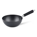 Ken Hom Carbon Steel Mini Wok, 20cm, Excellence, Induction Hobs Suitable/Metal Tool Safe/Phenolic Handle, Includes 1 x Chinese Wok Pan, KH420001