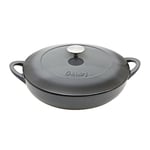 Denby - Halo Black Cast Iron Casserole Dish Shallow - Dutch Oven, Oven Safe Pot, Enamelled - 30cm, 3.65L Capacity