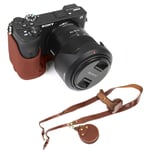 Sony Alpha A6600 durable leather case - Coffee