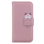 Norn Samsung Galaxy A51 5G(6.5") leather Wallet Case,Cartoon Phone Case with Kickstand,Folding Stand PU Leather wallet,shokproof Flip Cover Protective Case with Card Slots,Magnetic Closure,Pink