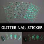 Dark Glitter Decals Nail Art Transfer Stickers Christmas Decorat Sn-055