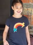 Frugi Kids' Lizzie Organic Cotton Rainbow Applique Top, Indigo