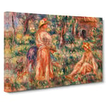Girls In A Landscape By Pierre Auguste Renoir Classic Painting Canvas Wall Art Print Ready to Hang, Framed Picture for Living Room Bedroom Home Office Décor, 30x20 Inch (76x50 cm)