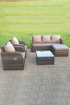Wicker Rattan Garden Furniture Set Lounge Sofa Reclining Chair Outdoor Big Footstool 6 Seater Square Table