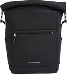 Tommy Hilfiger Men's TH Signature ROLLTOP Backpack AM0AM12221, Black (Black), OS