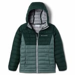 Columbia Youth Boys Powder Lite Hooded Jacket, Metal, Spruce, S