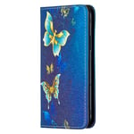 Samsung Galaxy A12 Case, M12 Phone Case for Girls Women Flip Folio Shockproof Leather Wallet Case with Stand Card Holder Magnetic Silicone Protection Case for Samsung A12 / M12, Blue Butterfly