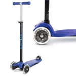 Maxi Micro Scooter Blue For Kids Outdoor Toy Light Up Wheel Folding Portable NEW