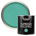 Vintro Paint | Eggshell Paint | for Walls | Wood | Trim | Satin Furniture Paint | Interior & Exterior Use. (2.5 Litres, Esmeralde - Emerald Green)