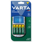 Varta LCD-laddare och 4 st AA (LR6) 2600 mAh batterier