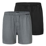 Schiesser Kalsonger 2P Long Boxershorts Svart/Grå bomull 5XL Herr
