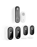 Arlo Full Home Security Kit under 500 (Outdoor Camera x2, Video Doorbell & Chime, Indoor Camera x2), Full HD, Night Vision, Light, Motion Sensor, Siren, 2-Way Audio, Secure Trial Period