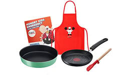 Tefal Chefclub by Tefal Set de cuisine "Hungry Kids Emergency" Poêle 19 cm, Moule à manqué 26 cm, Mini-spatule, Tablier de cuisine enfant, Livret de recettes E5119002